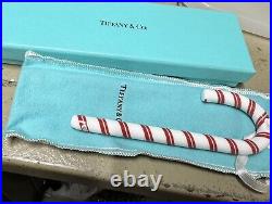 Tiffany & Co. Christmas Candy Cane Glass Ornament Mint In Box With Dust Bag