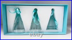 Tiffany & Co. Christmas Ornaments in Blue Crystal Glass/Set of 3 Glass Trees