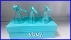 Tiffany & Co. Christmas Ornaments in Blue Crystal Glass/Set of 3 Glass Trees