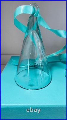 Tiffany & Co. Christmas Ornaments in Blue Crystal Glass/Set of 3 Glass Trees