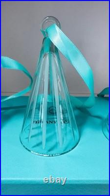 Tiffany & Co. Christmas Ornaments in Blue Crystal Glass/Set of 3 Glass Trees