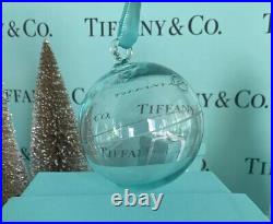 Tiffany&Co Crystal Ball Ornament Blue Glass Christmas Tree Holiday 2018 W Box