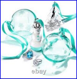 Tiffany&Co Crystal Ball Ornament Blue Glass Christmas Tree Holiday 2018 W Box