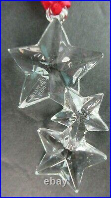 Tiffany & Co. Crystal Christmas Ornament 3 Stars 2000 In Orig Box & Pouch