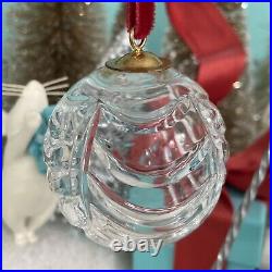 Tiffany&Co Cut Crystal Glass Ball Ornament Drape Christmas Tree Pouch Vtg