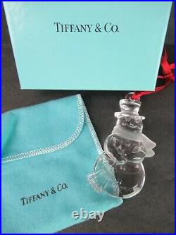 Tiffany & Co. Frosty The Snowman Crystal Ornament 2000 In Orig Box & Pouch