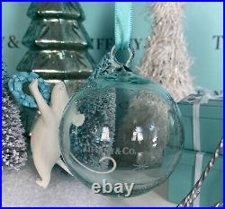 Tiffany&Co Glass Ball Star Ornament Blue Christmas Holiday Employee Gift 2021