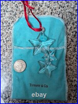 Tiffany & Co. Glass Crystal Christmas Ornament Star Trio Year 2000 RARE