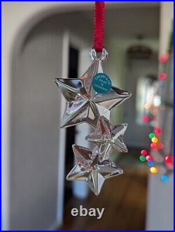 Tiffany & Co. Glass Crystal Christmas Ornament Star Trio Year 2000 RARE