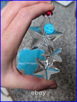 Tiffany & Co. Glass Crystal Christmas Ornament Star Trio Year 2000 RARE