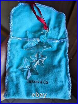 Tiffany & Co. Glass Crystal Christmas Ornament Star Trio Year 2000 RARE