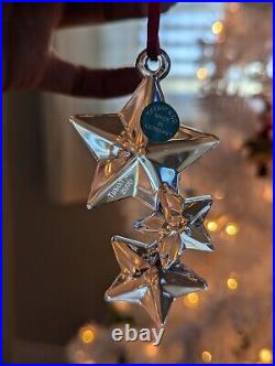 Tiffany & Co. Glass Crystal Christmas Ornament Star Trio Year 2000 RARE