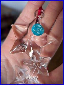 Tiffany & Co. Glass Crystal Christmas Ornament Star Trio Year 2000 RARE