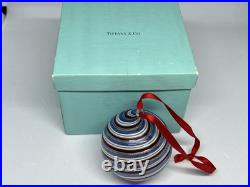 Tiffany & Co Hand Blown Swirl Glass Christmas Holiday Ornament with Box