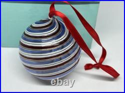 Tiffany & Co Hand Blown Swirl Glass Christmas Holiday Ornament with Box