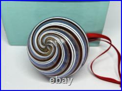 Tiffany & Co Hand Blown Swirl Glass Christmas Holiday Ornament with Box
