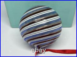 Tiffany & Co Hand Blown Swirl Glass Christmas Holiday Ornament with Box