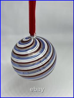 Tiffany & Co Hand Blown Swirl Glass Christmas Holiday Ornament with Box