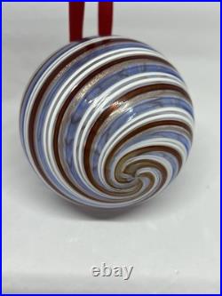 Tiffany & Co Hand Blown Swirl Glass Christmas Holiday Ornament with Box