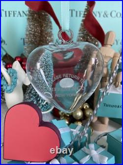 Tiffany&Co RTT Puffy Heart Ornament Clear Crystal Etched Glass Christmas Holiday Tiffany&Co RTT Puffy Heart Ornament Clear Crystal Etched Glass Christmas Holiday