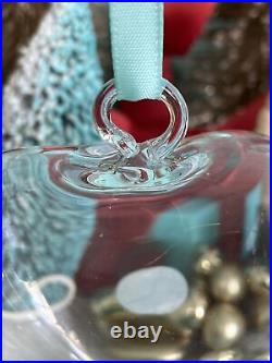 Tiffany&Co RTT Puffy Heart Ornament Clear Crystal Etched Glass Christmas Holiday