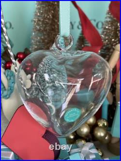 Tiffany&Co RTT Puffy Heart Ornament Clear Crystal Etched Glass Christmas Holiday Tiffany&Co RTT Puffy Heart Ornament Clear Crystal Etched Glass Christmas Holiday