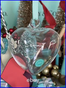 Tiffany&Co RTT Puffy Heart Ornament Clear Crystal Etched Glass Christmas Holiday