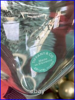 Tiffany&Co RTT Puffy Heart Ornament Clear Crystal Etched Glass Christmas Holiday
