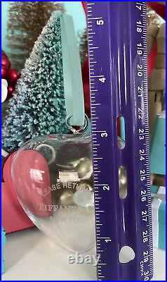 Tiffany&Co RTT Puffy Heart Ornament Clear Crystal Etched Glass Christmas Holiday