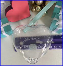 Tiffany&Co RTT Puffy Heart Ornament Clear Crystal Etched Glass Christmas Holiday