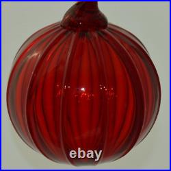 Tiffany Co Red Ribbed Ball Christmas Ornament Thames Art Glass Scarce Retired