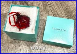 Tiffany Co Red Ribbed Ball Christmas Ornament Thames Art Glass Scarce Retired