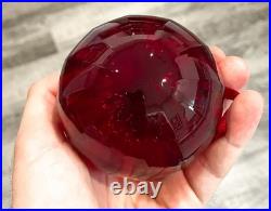 Tiffany Co Red Ribbed Ball Christmas Ornament Thames Art Glass Scarce Retired