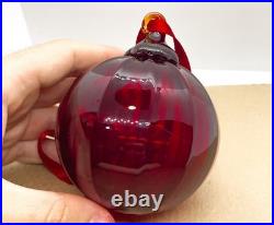 Tiffany Co Red Ribbed Ball Christmas Ornament Thames Art Glass Scarce Retired Tiffany Co Red Ribbed Ball Christmas Ornament Thames Art Glass Scarce Retired