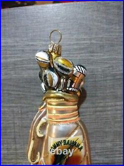 Tommy Bahama Marlin Gold Golf Bag Christmas Ornament Hand Blown Glass