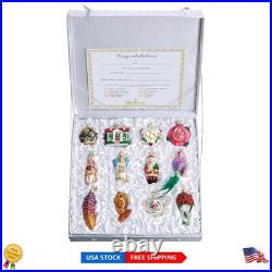 Traditional Glass Ornament Set 12 Unique Designs for Elegant Christmas Trees