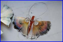 Two rare old german christmas spunglass ornaments, Butterfly