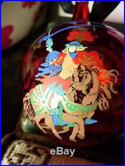 Ultra RARE Vintage GUCCI Christmas Holiday Hand painted Glass Ornament /Box GG