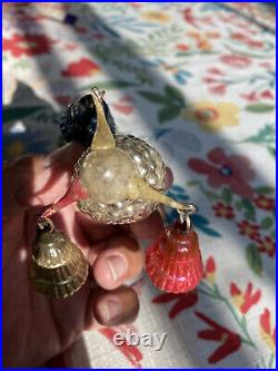 Unique Antique Mercury Glass Christmas Ornament Acorn Or Grapes With Bells Germany