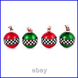 Unique Glass Ornaments Set Check It Out Santa Christmas Tree Decor, 4 x 5.2
