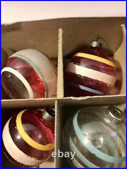Unsilvered Glass Christmas Ornaments Red Shiny Brite Box 12 Unsilvered