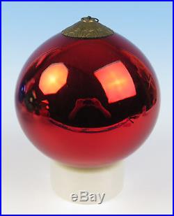VERGO 8.25 Red Kugel Antique French Art Glass Christmas Ornament Tree Bauble
