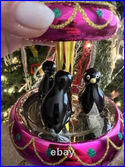 VERY RARE Christopher Radko Ornament Tuxedo Carousel Penguins Glass Christmas VERY RARE Christopher Radko Ornament Tuxedo Carousel Penguins Glass Christmas