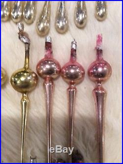 VERY Rare- 34 Vintage Christmas Multi Color Mercury Glass Ornament Spike Icicles