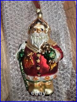 VGT 18 Glass Christmas Ornament Santa Claus, Sleigh, BK, 1Radko Read