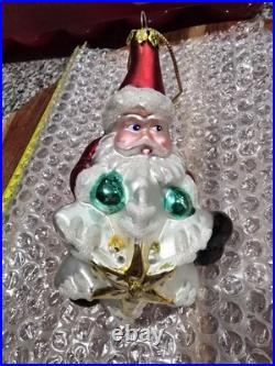 VGT 18 Glass Christmas Ornament Santa Claus, Sleigh, BK, 1Radko Read