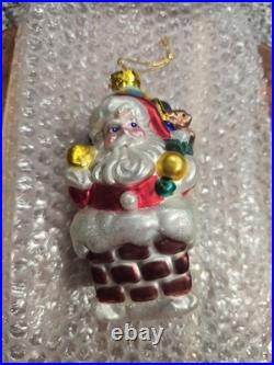VGT 18 Glass Christmas Ornament Santa Claus, Sleigh, BK, 1Radko Read