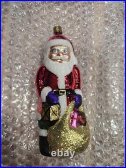 VGT 18 Glass Christmas Ornament Santa Claus, Sleigh, BK, 1Radko Read