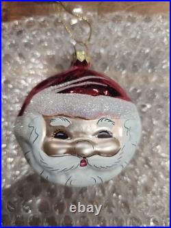 VGT 18 Glass Christmas Ornament Santa Claus, Sleigh, BK, 1Radko Read
