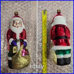 VGT 18 Glass Christmas Ornament Santa Claus, Sleigh, BK, 1Radko Read